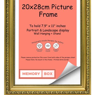 Ornate Shabby Chic Picture/Photo/Poster frame with Perspex Sheet - (20 x 28cm) Gold