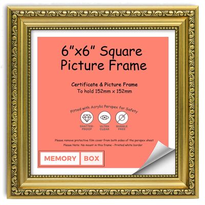 Ornate Shabby Chic Picture/Photo/Poster frame with Perspex Sheet - (15.2 x 15.2cm) Gold 6" x 6"