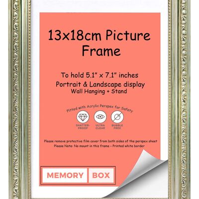 Ornate Shabby Chic Picture/Photo/Poster frame with Perspex Sheet - (13 x 18cm) Silver