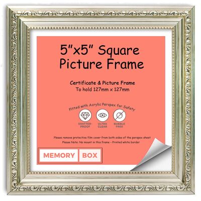 Ornate Shabby Chic Picture/Photo/Poster frame with Perspex Sheet - (12.7 x 12.7 cm) Silver 5" x 5"