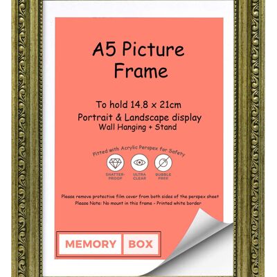 Ornate Shabby Chic Picture/Photo/Poster frame with Perspex Sheet - Champagne A5