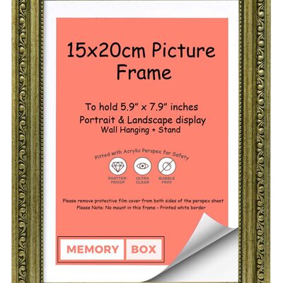 Ornate Shabby Chic Picture/Photo/Poster frame with Perspex Sheet - (15 x 20cm) Champagne