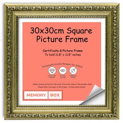 Ornate Shabby Chic Picture/Photo/Poster frame with Perspex Sheet - Moulding 33mm Wide and 27mm Deep - (30 x 30cm) Champagne