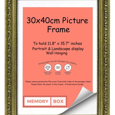 Ornate Shabby Chic Picture/Photo/Poster frame with Perspex Sheet - Moulding 33mm Wide and 27mm Deep - (30 x 40cm) Champagne