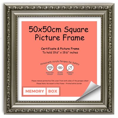 Ornate Shabby Chic Picture/Photo/Poster frame with Perspex Sheet - (50 x 50cm) Gun Metal 19.6" x 19.6"