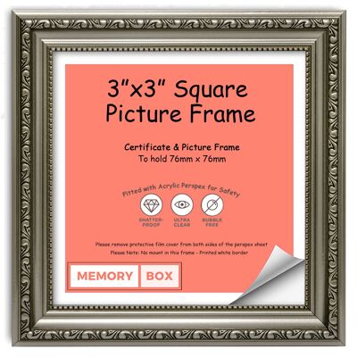 Ornate Shabby Chic Picture/Photo/Poster frame with Perspex Sheet - (7.6 x 7.6cm) Gun Metal 3" x 3"