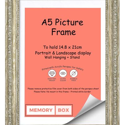 Ornate Shabby Chic Picture/Photo/Poster frame with Perspex Sheet - Walnut A5