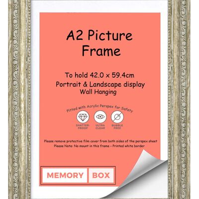 Ornate Shabby Chic Picture/Photo/Poster frame with Perspex Sheet - Walnut A2