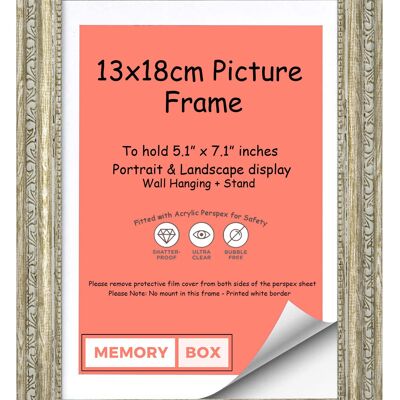Ornate Shabby Chic Picture/Photo/Poster frame with Perspex Sheet - Moulding 33mm Wide and 27mm Deep - (13 x 18cm) Walnut