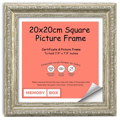 Ornate Shabby Chic Picture/Photo/Poster frame with Perspex Sheet - Moulding 33mm Wide and 27mm Deep - (20 x 20cm) Walnut