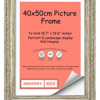 Ornate Shabby Chic Picture/Photo/Poster frame with Perspex Sheet - (40 x 50cm) Walnut 15.7" x 19.6"