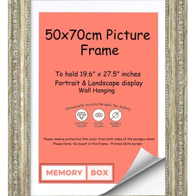 Ornate Shabby Chic Picture/Photo/Poster frame with Perspex Sheet - (50 x 70cm) Walnut 19.6" x 27.5"