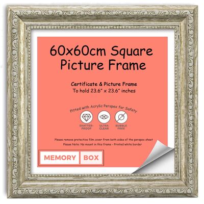 Ornate Shabby Chic Picture/Photo/Poster frame with Perspex Sheet - Moulding 33mm Wide and 27mm Deep - (60 x 60cm) Walnut