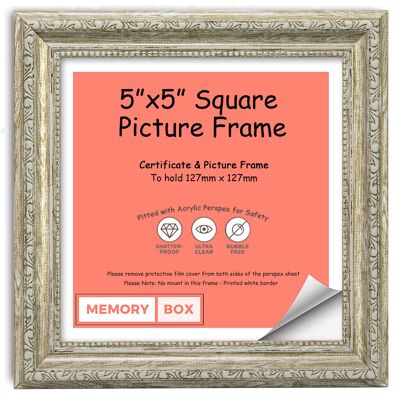 Ornate Shabby Chic Picture/Photo/Poster frame with Perspex Sheet - (12.7 x 12.7 cm) Walnut 5" x 5"