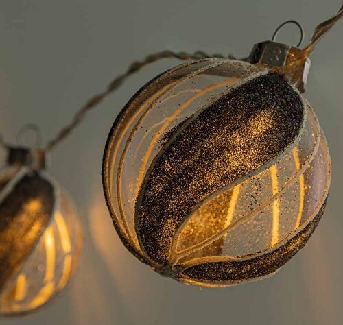 Guirlande de Noël 10 boules décoratives en verre GLASSY