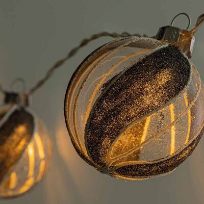 Guirlande de Noël 10 boules décoratives en verre GLASSY
