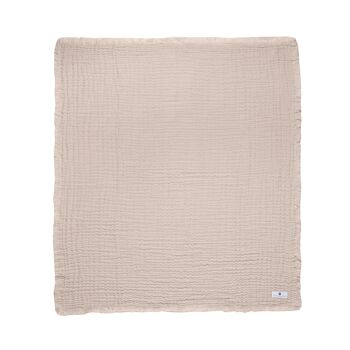 Couverture mousseline à franges beige 4