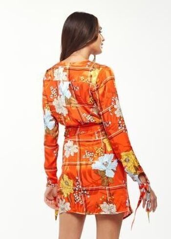 Mini-robe portefeuille à carreaux et imprimé floral Liquorish - 8 8