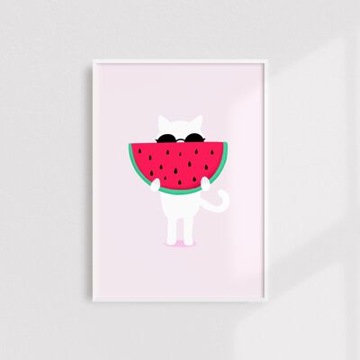 Cat with watermelon print - A5