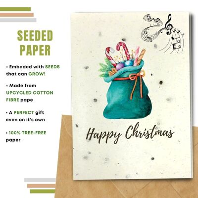 Tarjeta de Navidad ecológica, paquete de sacos de regalo de 8