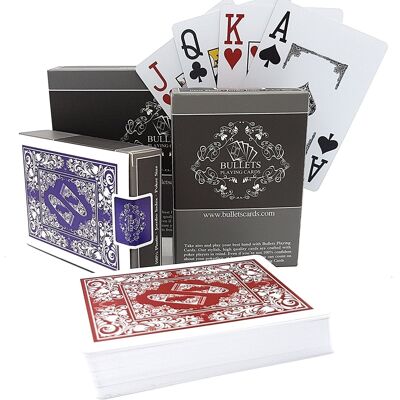 Bullets Playing Cards - cartes de poker en plastique, format poker, double pack, index jumbo, 2 caractères d'angle