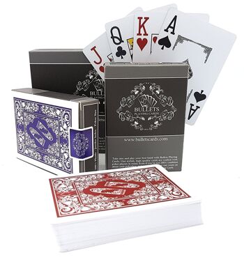 Bullets Playing Cards - cartes de poker en plastique, format poker, double pack, index jumbo, 2 caractères d'angle 1