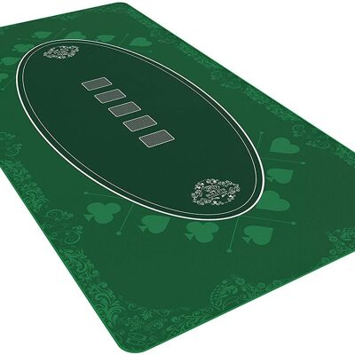 Bullets Playing Cards - tapis de poker 180x90cm, carré, vert, design casino