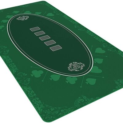 Bullets Playing Cards - tapis de poker 180x90cm, carré, vert, design casino