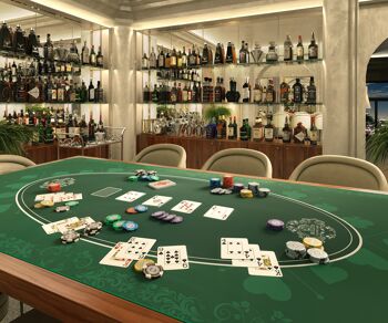 Bullets Playing Cards - tapis de poker 180x90cm, carré, vert, design casino 4