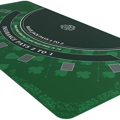 Bullets Playing Cards - Tapis de Blackjack, 180x90cm, vert