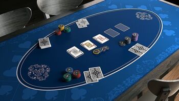 Bullets Playing Cards - tapis de poker, 100x60cm, bleu, design casino 3