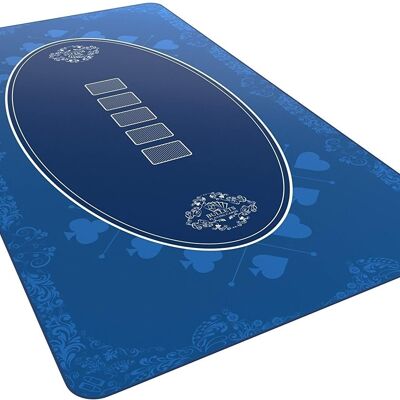 Carte da gioco Bullets - tappetino da poker, 140x75cm, blu, design casinò