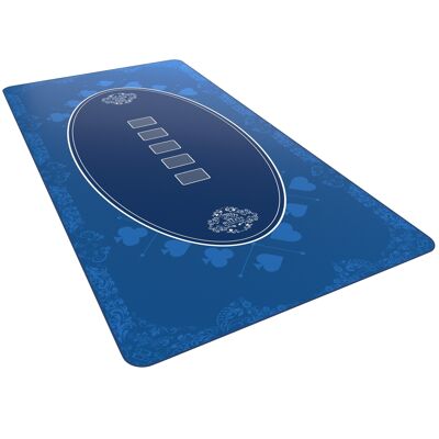 Carte da gioco Bullets - tappetino da poker, 160x80cm, blu, design casinò