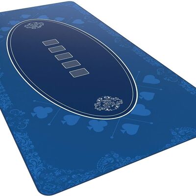 Bullets Playing Cards - tapis de poker 180x90cm, carré, bleu, design casino