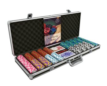 Cartes à jouer Bullets - Coffret de poker avec 500 jetons d'argile - CARMELA 1