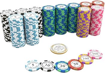 Cartes à jouer Bullets - Coffret de poker avec 500 jetons d'argile - CARMELA 3