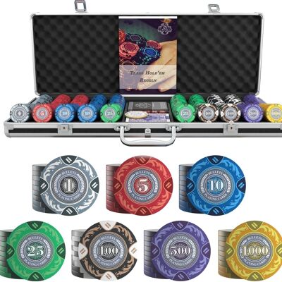 Bullets Playing Cards - Coffret de poker avec 500 jetons d'argile - TONY