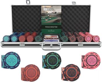 Cartes à jouer Bullets - Coffret de poker avec 500 jetons d'argile (sans valeurs) - CORRADO 1