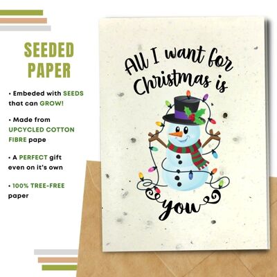 Plastic Free Christmas Card, All I Want is You Pack Of 8