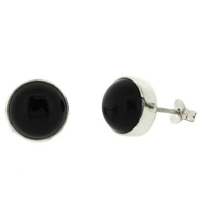 10mm Large Round Onyx Stud Earrings with Presentation Box