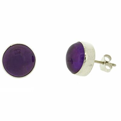 10mm Large Round Amethyst Stud Earrings with Presentation Box
