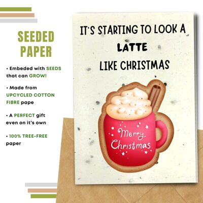 Eco Christmas Card, It looks a Latte like Christmas Pack Of 8