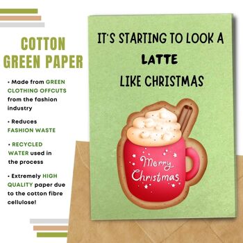 Carte de Noël écologique, il ressemble à un Latte comme Noël Pack de 8 5