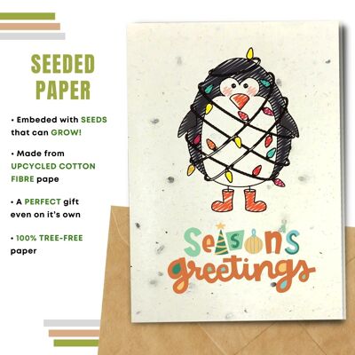 Eco Christmas Card, Penguin Tree Pack Of 8