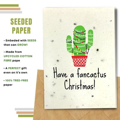 Eco Christmas Card, Fancactus Christmas Pack Of 8