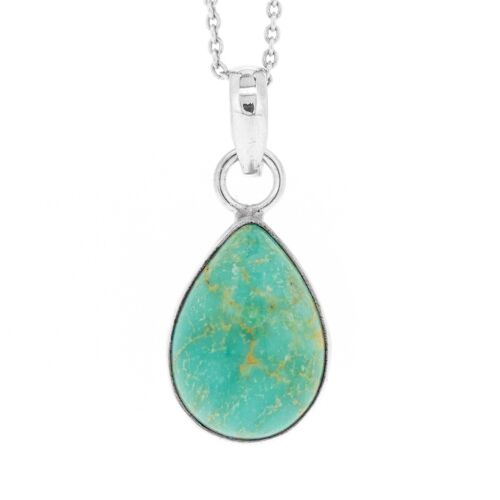 Turquoise Teardrop Pendant with 18" Trace Chain and Presentation Box