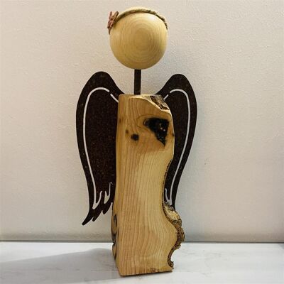 UNPERFEKT PERFEKT - angelo in legno 36 cm fatto a mano con legno di recupero - UNICO