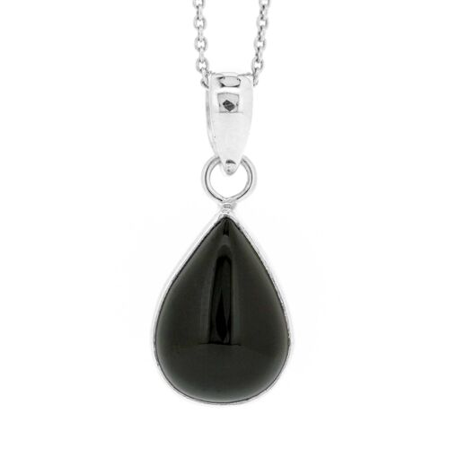 Onyx Teardrop Pendant with 18" Trace Chain and Presentation Box