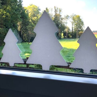 UNPERFEKT PERFEKT - window picture sticker 3 fir trees - white - winter landscape