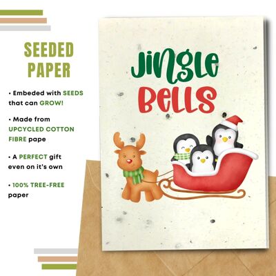Tarjeta de Navidad ecológica, Jingle Bells, paquete de 8